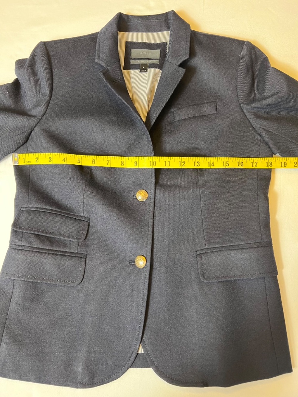 J. Crew Schoolboy Navy Wool Blend Blazer with Gold Tone Buttons Preppy Academia - Picture 4 of 12